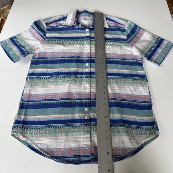 Vintage CABIN CREEK Button Up Shirt Short Sleeve 90s Stripes Womens Size L - Picture 12 of 14